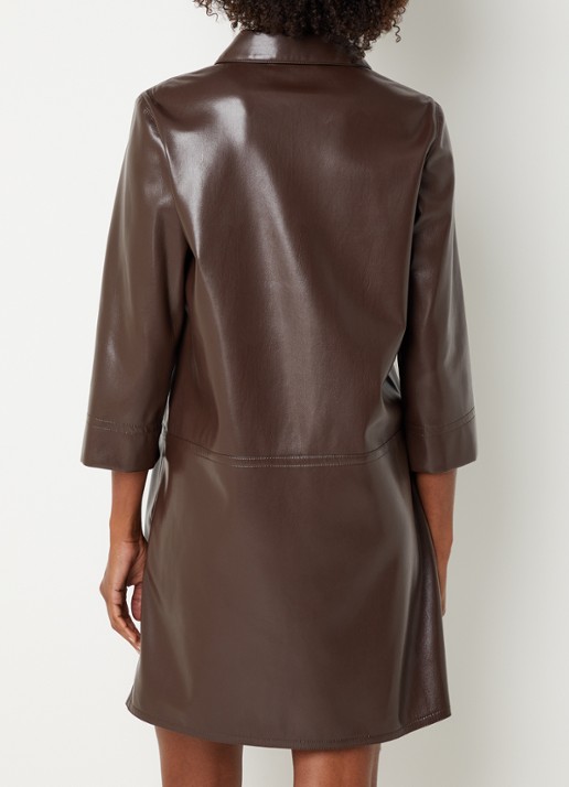 Xandres Kobien mini blousejurk van imitatieleer - achterkant 4 donkerbruin
