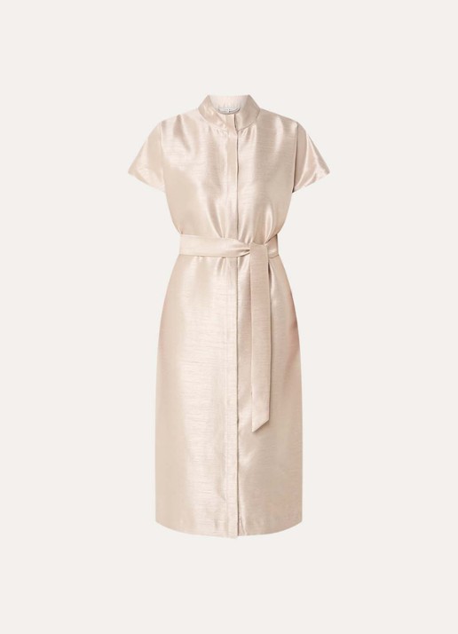 Xandres Koji midi blousejurk met metallic finish - voorkant beige