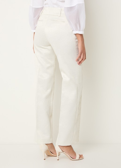Xandres Panchita high waist straigt fit broek met lurex - achterkant 4 ivoor