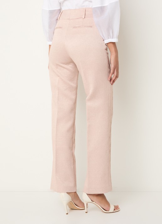 Xandres Panchita high waist straigt fit broek met lurex - achterkant zalmroze