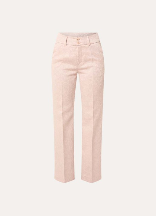 Xandres Panchita high waist straigt fit broek met lurex - voorkant 2 zalmroze
