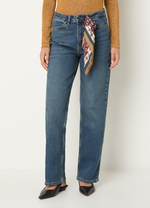 Xandres Pascal high waist straight leg jeans met medium wassing en sjaaldetail