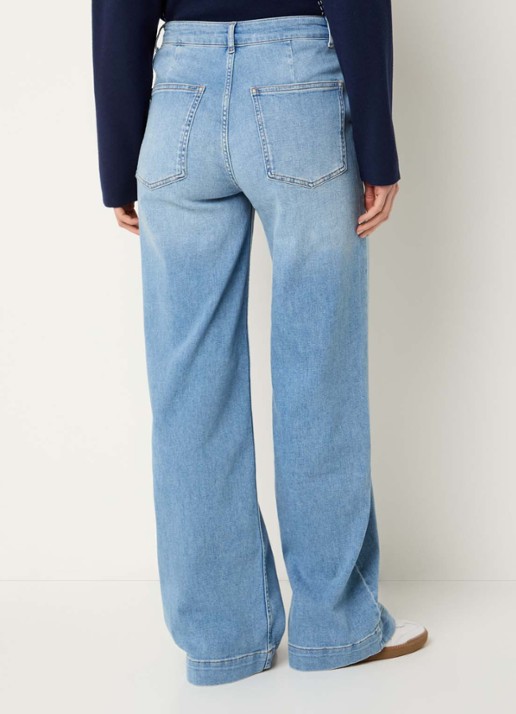 Xandres Pasis Azak high waist wide leg jeans met medium wassing - achterkant 4 indigo