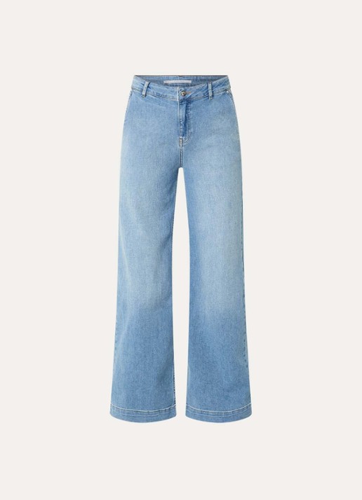 Xandres Pasis Azak high waist wide leg jeans met medium wassing - voorkant indigo