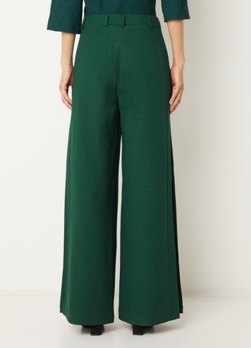 Xandres Patrizie high waist wide fit pantalon met steekzakken - achterkant 3 groen