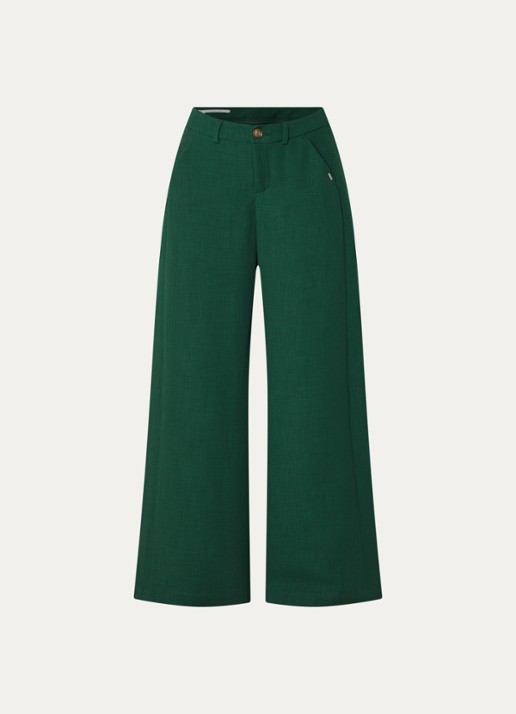 Xandres Patrizie high waist wide fit pantalon met steekzakken - voorkant groen
