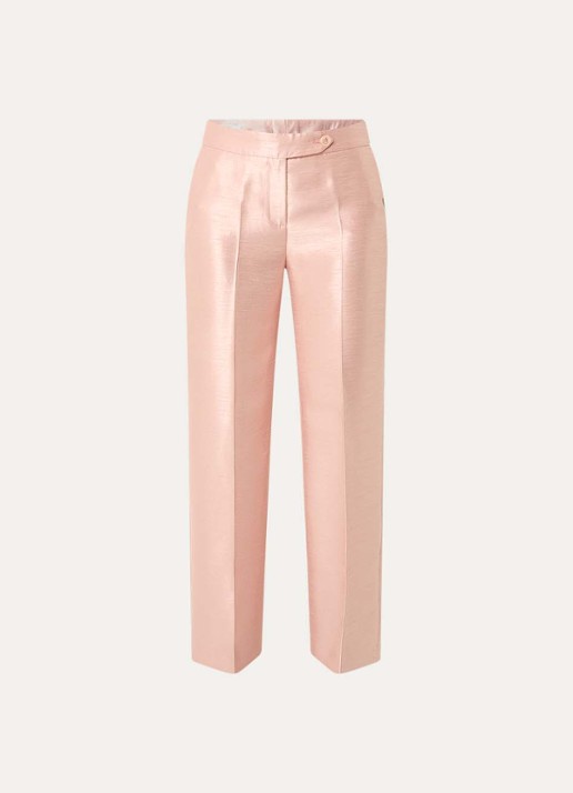Xandres Peyvin high waist wide leg pantalon met metallic finish - voorkant 3 zalmroze