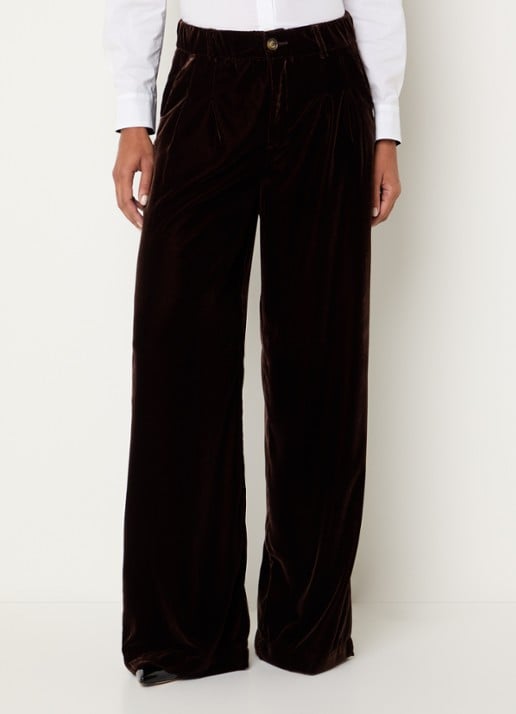 Xandres Phia high waist loose fit broek van fluweel