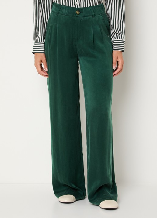 Xandres Phia high waist loose fit pantalon met steekzakken - detail 2 groen
