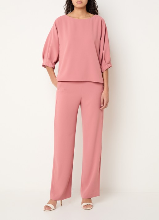 Xandres Phocas high waist straight fit pantalon met steekzakken - voorkant 3 koraal