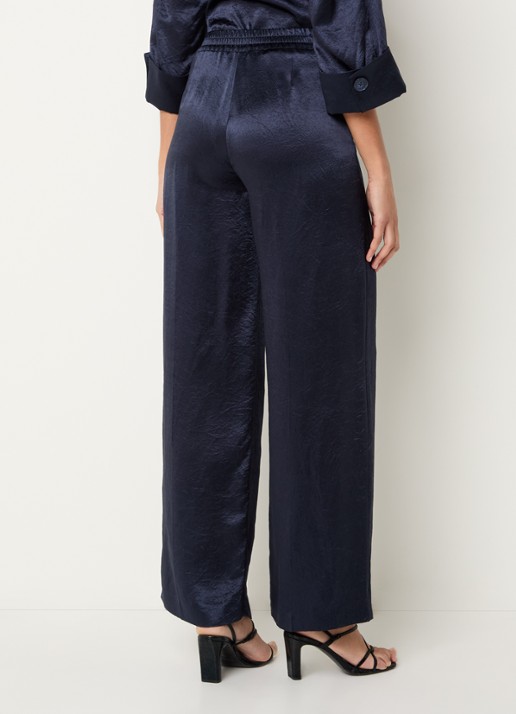 Xandres Phocos high waist straight fit pantalon met metallic finish - achterkant donkerblauw