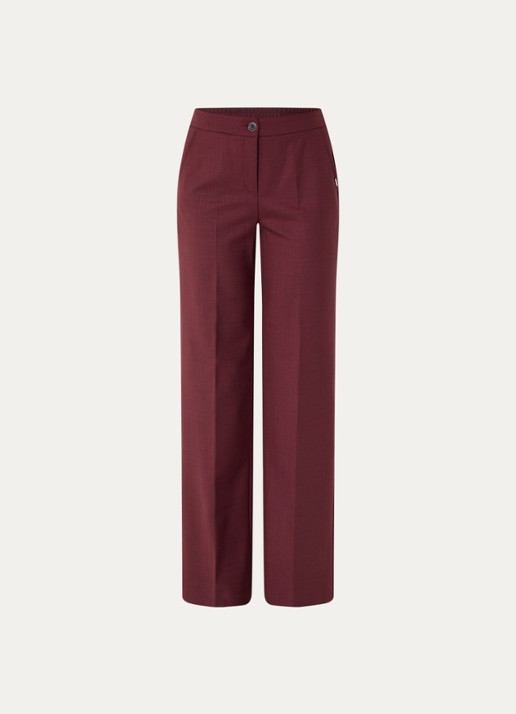 Xandres Phocus high waist straight fit pantalon in woblend met steekzakken - voorkant 3 aubergine
