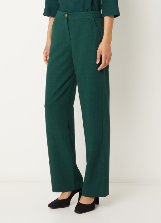 Xandres Phocus high waist wide fit pantalon met steekzakken - detail groen