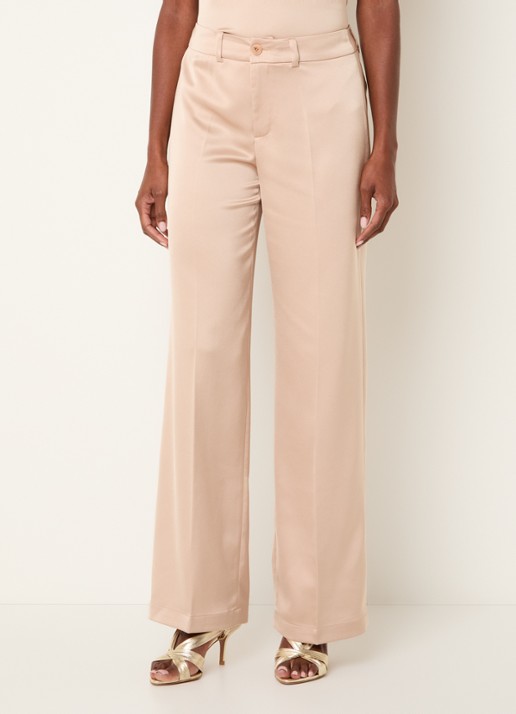 Xandres Puko mid waist straight fit pantalon van satijn