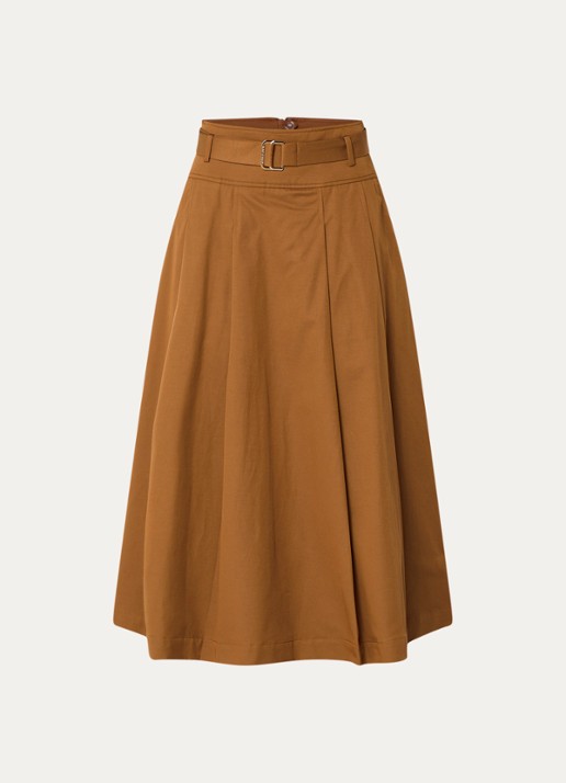 Xandres Raky maxi rok met ceintuur - voorkant roestbruin