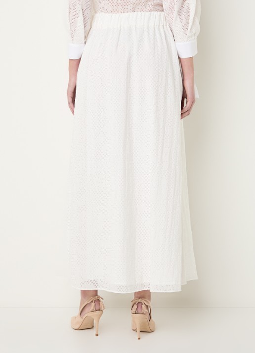Xandres Rive maxi A-lijn rok met mesh - achterkant wit