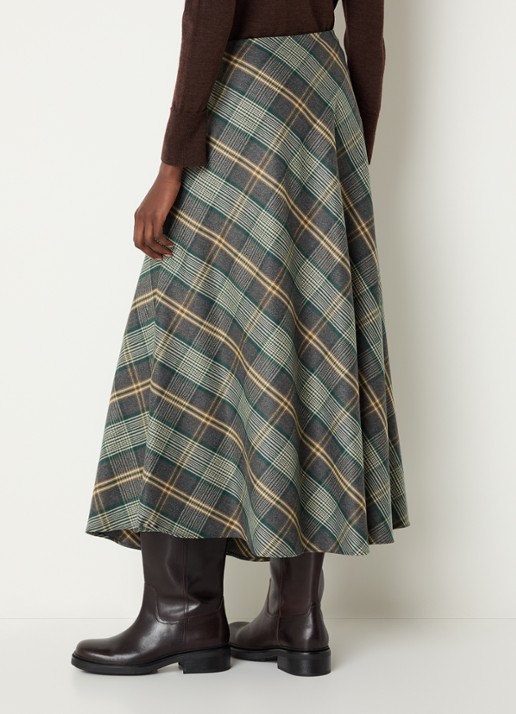 Xandres Rocio midi rok met ruitdessin - achterkant 3 groen