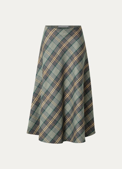 Xandres Rocio midi rok met ruitdessin - voorkant groen