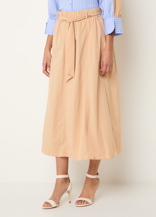 Xandres Rossi high waist midi A-lijn rok met strikceintuur