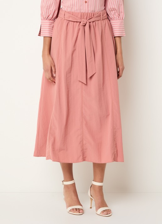 Xandres Rossi high waist midi A-lijn rok met strikceintuur