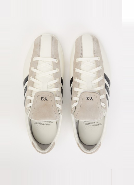Y-3 Field sneaker van leer met details van suède - detail 2 wit