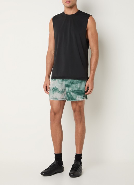 Y-3 Loose fit korte broek met print - voorkant 4 groen