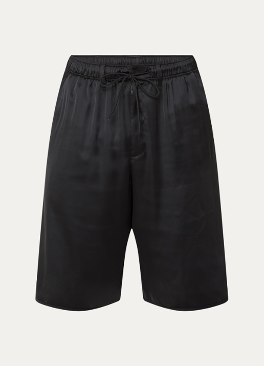 Y-3 Loose fit korte broek van satijn - voorkant zwart