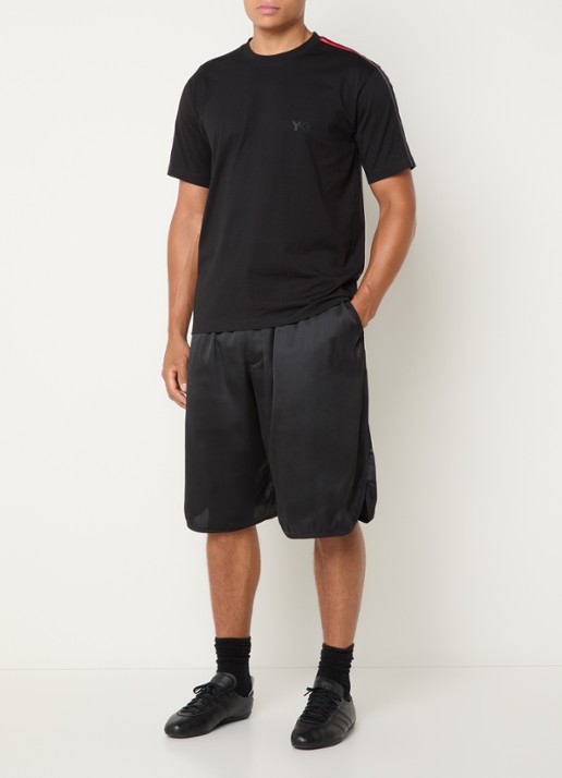Y-3 Loose fit korte broek van satijn - voorkant 2 zwart