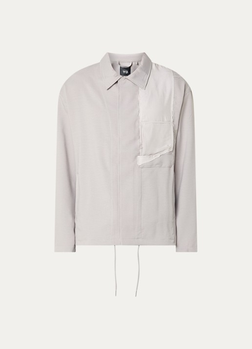 Y-3 Oversized fit overhemd met borstzak en steekzakken - voorkant beige