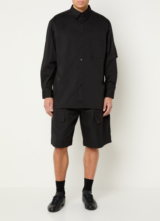 Y-3 Oversized fit overhemd met borstzak - voorkant 3 zwart