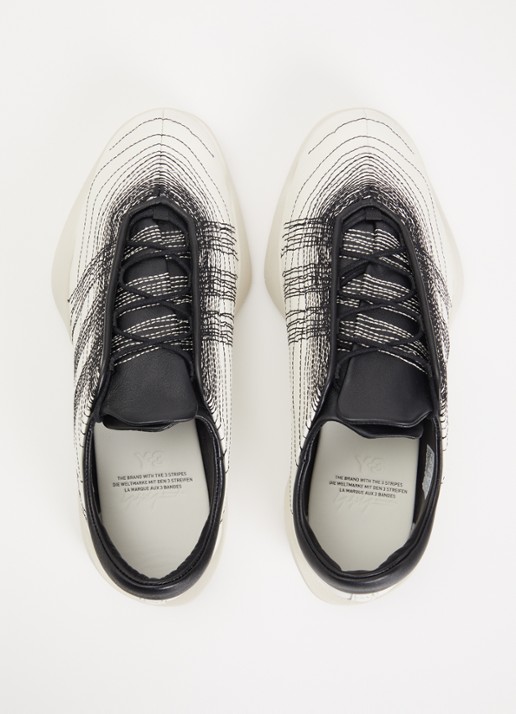 Y-3 Regu Embroidery sneaker van leer - detail 2 wit