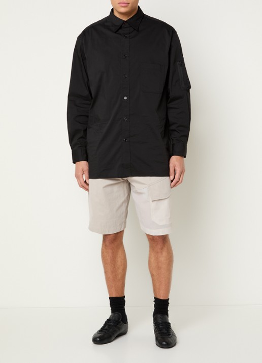 Y-3 Straight fit korte cargobroek met steekzakken - voorkant 3 grijs