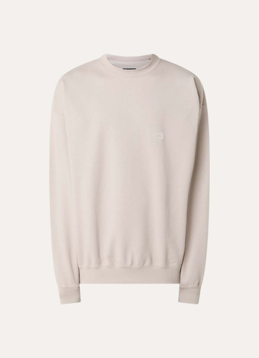 Y-3 Sweater met logoprint - voorkant 2 donkerbeige