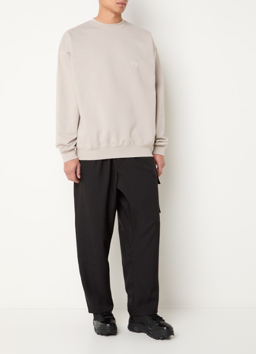 Y-3 Sweater met logoprint - voorkant 3 donkerbeige