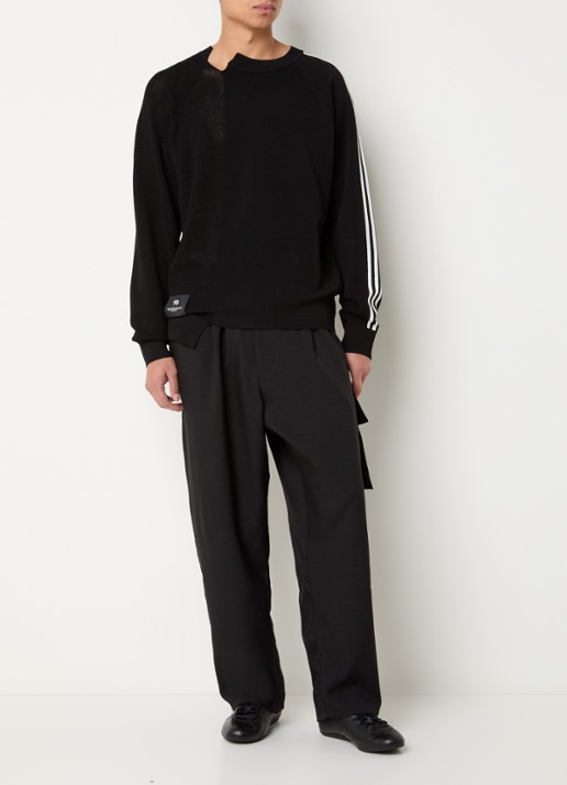 Y-3 Sweater met opengewerkt dessin - voorkant 4 zwart