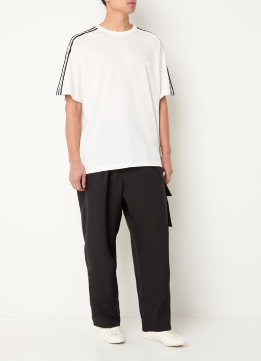 Y-3 T-shirt in wolblend met logoprint - voorkant 3 wit