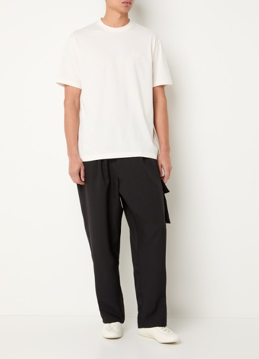 Y-3 T-shirt met logoprint - voorkant 2 gebroken wit