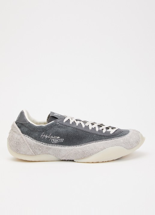 Y-3 Tokyo Warped sneaker van denim met suède details - voorkant 4 grijs
