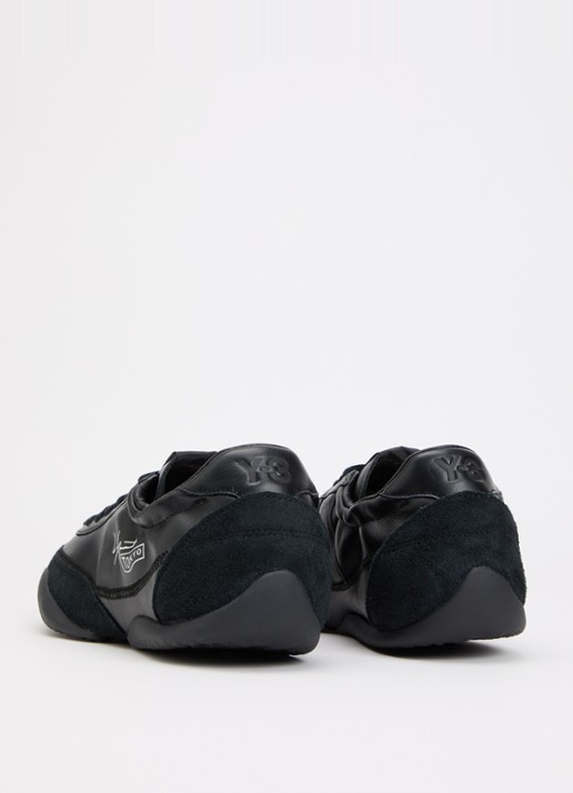 Y-3 Tokyo Warped sneaker van leer met suède details - achterkant zwart