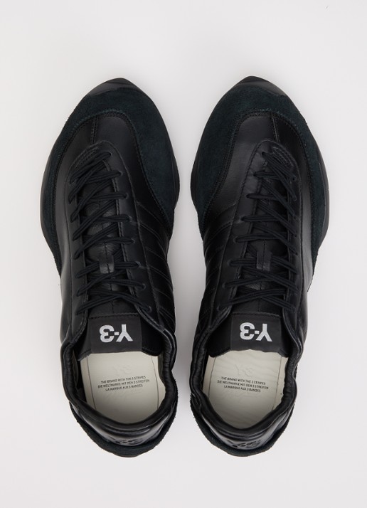 Y-3 Tokyo Warped sneaker van leer met suède details - detail 4 zwart