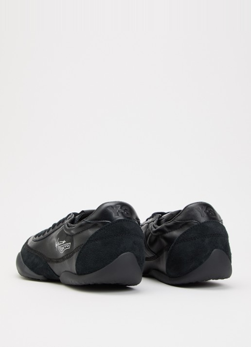 Y-3 Tokyo Warped sneaker van leer met suède details - achterkant zwart