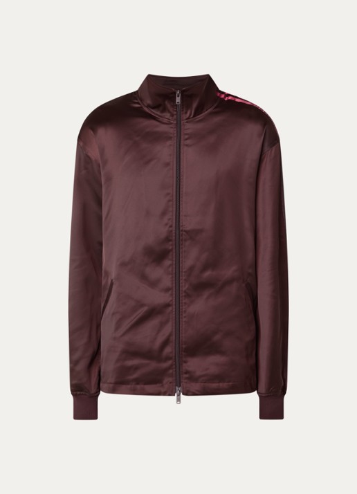 Y-3 Trainingsvest van satijn met streepprint - voorkant 3 bordeauxrood