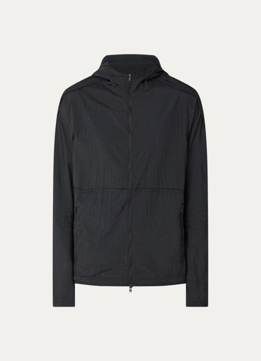 Y-3 Windjack met structuur en gerafelde zoom - voorkant 3 zwart
