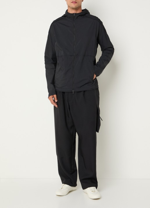 Y-3 Windjack met structuur en gerafelde zoom - voorkant 4 zwart