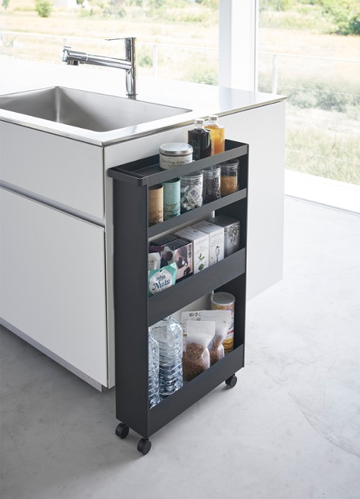 Yamazaki Tower opbergtrolley - voorkant 2 zwart