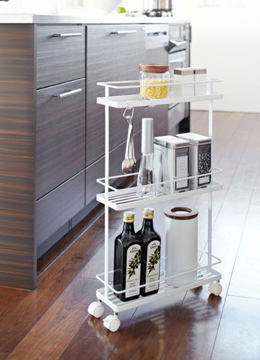 Yamazaki Tower Rolling opbergtrolley - voorkant 2 wit