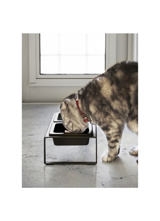Yamazaki Tower Tall voerbak voor katten 29 x 15,5 cm - detail 6 zwart