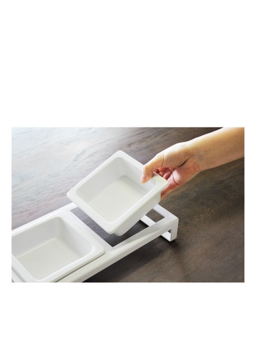 Yamazaki Tower Tall voerbak voor katten 29 x 15,5 cm - detail 5 wit