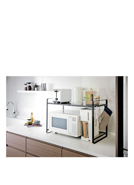 Yamazaki Tower uitschuifbare aanrecht organizer 47,5 - 75 cm - voorkant 2 zwart