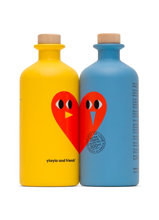 yiayia and friends Harvest of Love Extra Vierge olijfolie 2 x 500 ml - voorkant 4 beige